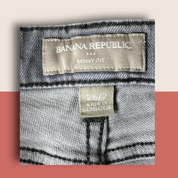 👖 BANANA REPUBLIC SZ 2 SKINNY FIT GRAY JEANS STRETCHY - Picture 5 of 5